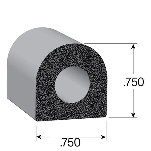 D-shaped rubber seal with dimensions